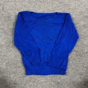 Unbranded Sweater Womens Size L Royal Blue Ribbed Knit Scoop Neck Long Sleeve